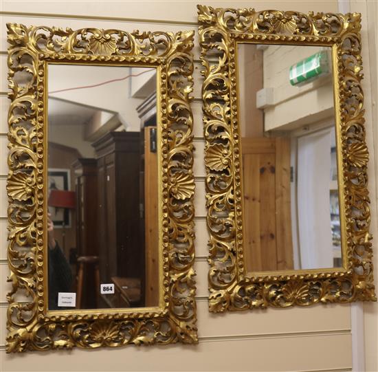 A pair of Florentine gilt wall mirrors W.46cm